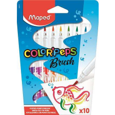 MAPED Filctoll készlet, kimosható, ecsetjellegű, MAPED &quot;Color ’Peps Brush&quot;, 10 különböző szín filctoll, marker