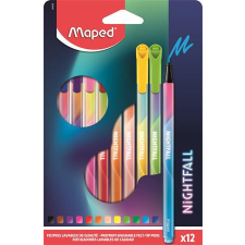 MAPED Filctoll készlet Mosható kimosható Nightfall, 12 különböző szín filctoll, marker