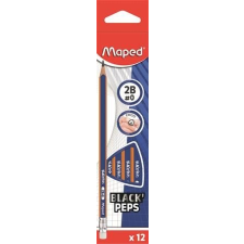 MAPED Grafitceruza radírral, 2B, háromszögletű, MAPED "Black`Peps Navy", 12db/doboz ceruza