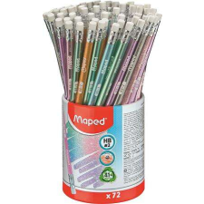 MAPED Grafitceruza radírral, ceruzatartó, HB, háromszögletű, MAPED &quot;Black`Peps Glitter Deco&quot;, veg... ceruza