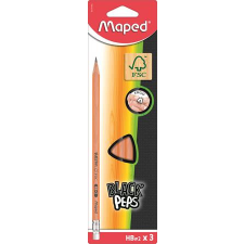 MAPED Grafitceruza radírral, HB, FSC 100%, háromszögletű, MAPED "Black'Peps" ceruza
