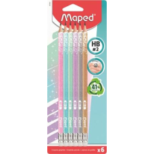 MAPED Grafitceruza radírral, HB, háromszögletű, MAPED "Black`Peps Glitter Deco", vegyes pasztell színek ceruza