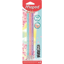 MAPED Grafitceruza radírral, HB, háromszögletű, MAPED "Black'Peps Pastel" ceruza
