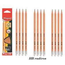 MAPED háromszögletű grafitceruza, HB radírvéggel (12 db) - barna ceruza