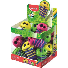 MAPED Hegyező display, kétlyukú, tartályos, MAPED "Croc Croc", kukac, vegyes színek hegyező