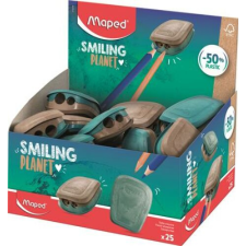 MAPED Hegyező display, kétlyukú, tartályos, műanyag, FSC, MAPED "Smiling Planet" hegyező