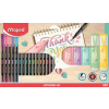 MAPED Kalligrafikus készlet, 22 darabos, MAPED "Lettering Set", 6 szövegkiemelő + 16 tűfilc különböző színekben