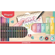 MAPED Lettering Set Kalligrafikus készlet 6 szövegkiemelő + 16 tűfilc filctoll, marker