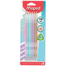 MAPED Maped: Csillogó háromszög alakú grafitceruza radírral, HB - 6 db ceruza