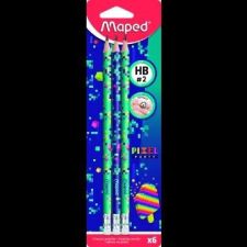 MAPED : Pixel Party háromszögletű grafitceruza radírral, HB - 3 db ceruza