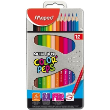 MAPED Színes ceruza készlet, háromszögletű, fém doboz, MAPED &quot;Color\&acute;Peps&quot;, 12 különböző szín színes ceruza