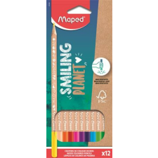 MAPED Színes ceruza készlet, háromszögletű, FSC, MAPED Smiling Planet, 12 különböző szín (IMA831800) színes ceruza