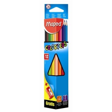 MAPED Színes ceruza készlet, háromszögletű, hegyezővel, MAPED &quot;Color\&acute;Peps&quot;, 12 különböző szín színes ceruza