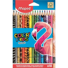 MAPED Színes ceruza készlet, háromszögletű, MAPED "Color`Peps Animal", 18 különböző szín színes ceruza
