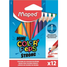 MAPED Színes ceruza készlet, háromszögletű, MAPED "Mini Color`Peps Strong", 12 különböző szín színes ceruza