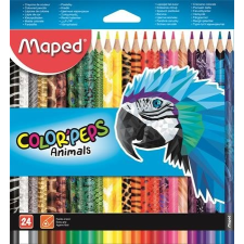 MAPED Színes ceruza készlet, háromszögletű, MAPED &quot;Color&#039;Peps Animal&quot;, 24 különböző szín ceruza
