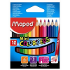 MAPED Színes ceruza készlet, háromszögletű, MAPED "Color'Peps Mini", 12 különböző szín