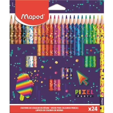 MAPED Színes ceruza készlet, háromszögletű, MAPED &quot;Pixel Party&quot;, 24 különböző szín színes ceruza