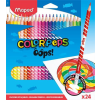 MAPED Színes ceruza készlet, háromszögletű, radírozható, MAPED "Color'Peps Oops", 24 különböző szín