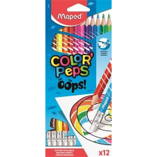 MAPED Színes ceruza készlet, háromszügletû, radírozható, MAPED "Color`Peps Oops", 12... színes ceruza