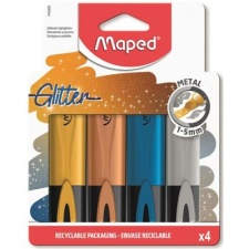 MAPED Szövegkiemelő készlet, 1-5 mm, MAPED "Glitter Fluo Peps", 4 különböző metálfényű szín filctoll, marker