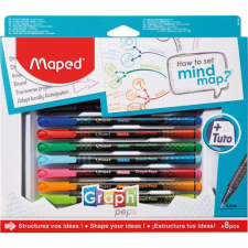 MAPED Tűfilc készlet, 0,4 mm, MAPED Graph&#039;Peps - How to Mind Map Box, 8 különböző szín (IMA897553) filctoll, marker