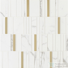 Marazzi Allmarble Riv Statuario Lux Mosaico Barcode 40x40 cm-es falicsempe M8H9 csempe