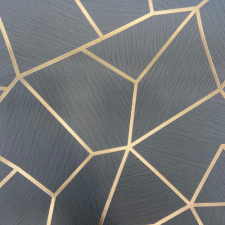 MARBERY Fémes hatású tapéta, geometrikus mintával, 0.53x10 m - Szürke és Pezsgő tapéta, díszléc és más dekoráció