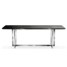 Marble Asztal 180x90 Fekete Márvány / Ezüst Láb bútor