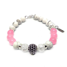  Marble Candy – Howlit, Hegyikristály és Jade ásvány karkötő több méretben, ajándékdobozban karkötő