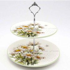  Margarétás kerámia emeletes süteményestál / kínáló konyhai eszköz