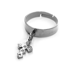 Maria King 00-Kristályos Kereszt charm gyűrűn KL gyűrű