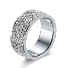 Maria King 5 soros kristályokkal kirakott nemesacél karikagyűrű, 8 gyűrű