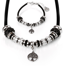  Maria King Bőr és nemesacél nyaklánc+karkötő szett, Élet fája charmmal (vagy anélkül), márkadobozzal ékszer szett