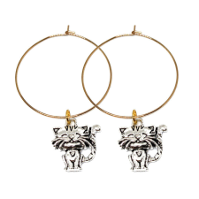 Maria King Ezüst színű Boldog cica díszes karika fülbevaló arany színű karikával fülbevaló