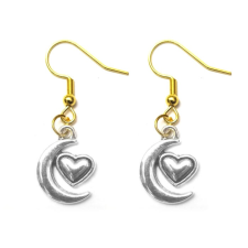 Maria King Hold és Szív fülbevaló 2., választható arany vagy ezüst színű akasztóval fülbevaló