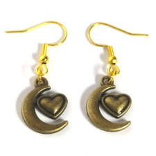 Maria King Hold és Szív fülbevaló, választható arany vagy ezüst színű akasztóval fülbevaló