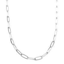 Maria King Hosszú szemes rozsdamentes acél nyaklánc ezüst színben, 50 cm nyaklánc