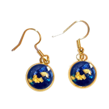 Maria King Kék-arany üveglencsés fülbevaló, választható arany és ezüst színben fülbevaló