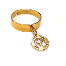 Maria King Kereszt charmos állítható méretű gyűrű, arany színű, választható szélességben gyűrű
