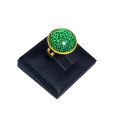 Maria King Leopárd zöld üveglencsés gyűrű, választható arany és ezüst színben gyűrű