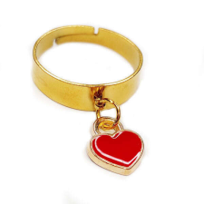 Maria King Piros tűzzománc szív charmos állítható méretű gyűrű, arany színű, választható szélességben gyűrű