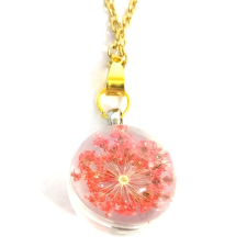 Maria King Piros virág üvegmedál, választható arany vagy ezüst színű acél lánccal vagy bőr lánccal nyaklánc