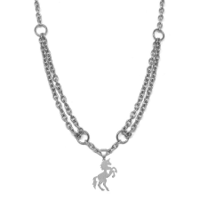 Maria King Unikornis nemesacél medál kétsoros nyaklánccal, ezüst színű nyaklánc
