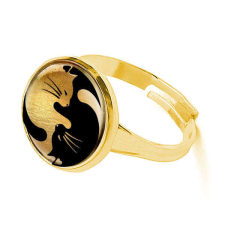 Maria King Yin Yang cicás gyűrű, arany színben (állítható méret) gyűrű