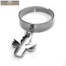 MariaKing Angyal charmos állítható méretű gyűrű, ezüst színű, választható szélességben gyűrű