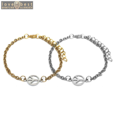 MariaKing Békejel charmos rozsdamentes acél páros karkötő, ezüst és arany színű karkötő