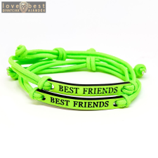 MariaKing Best Friends (Legjobb Barátok) páros szövet karkötő, neonzöld karkötő