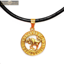 MariaKing Bika-Horoszkóp arany színű medál műbőr lánccal nyaklánc