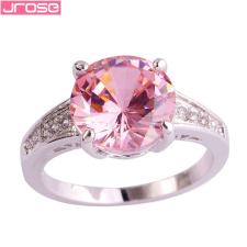 MariaKing Ezüstözött gyűrű rózsaszín cirkónium kristállyal, 10 gyűrű